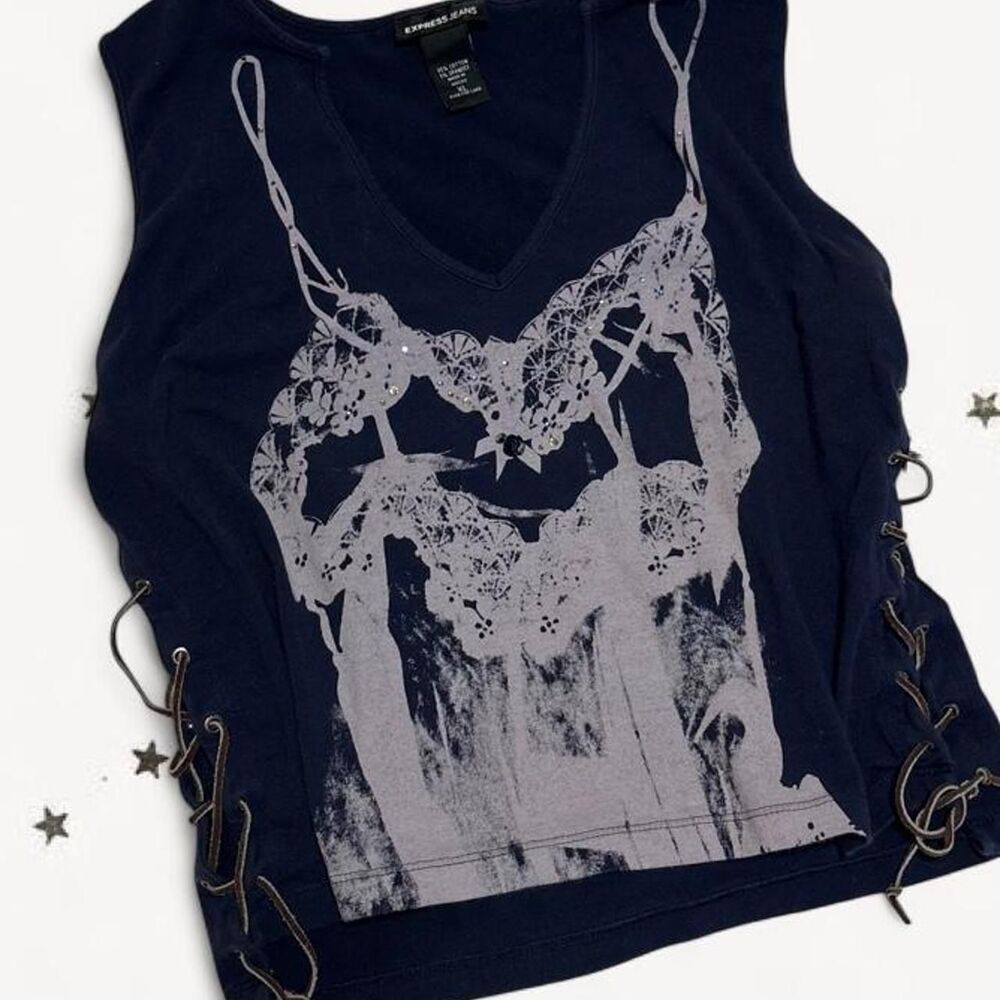 Vintage Y2K Express Jeans Lace-Up tank